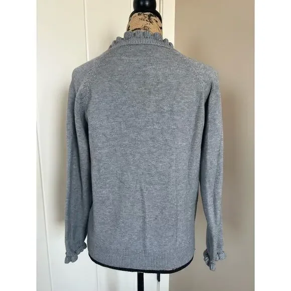 BTFBM Women’s Gray Knit Pullover Ruffle Button Sweater Size S - Picture 6 of 9